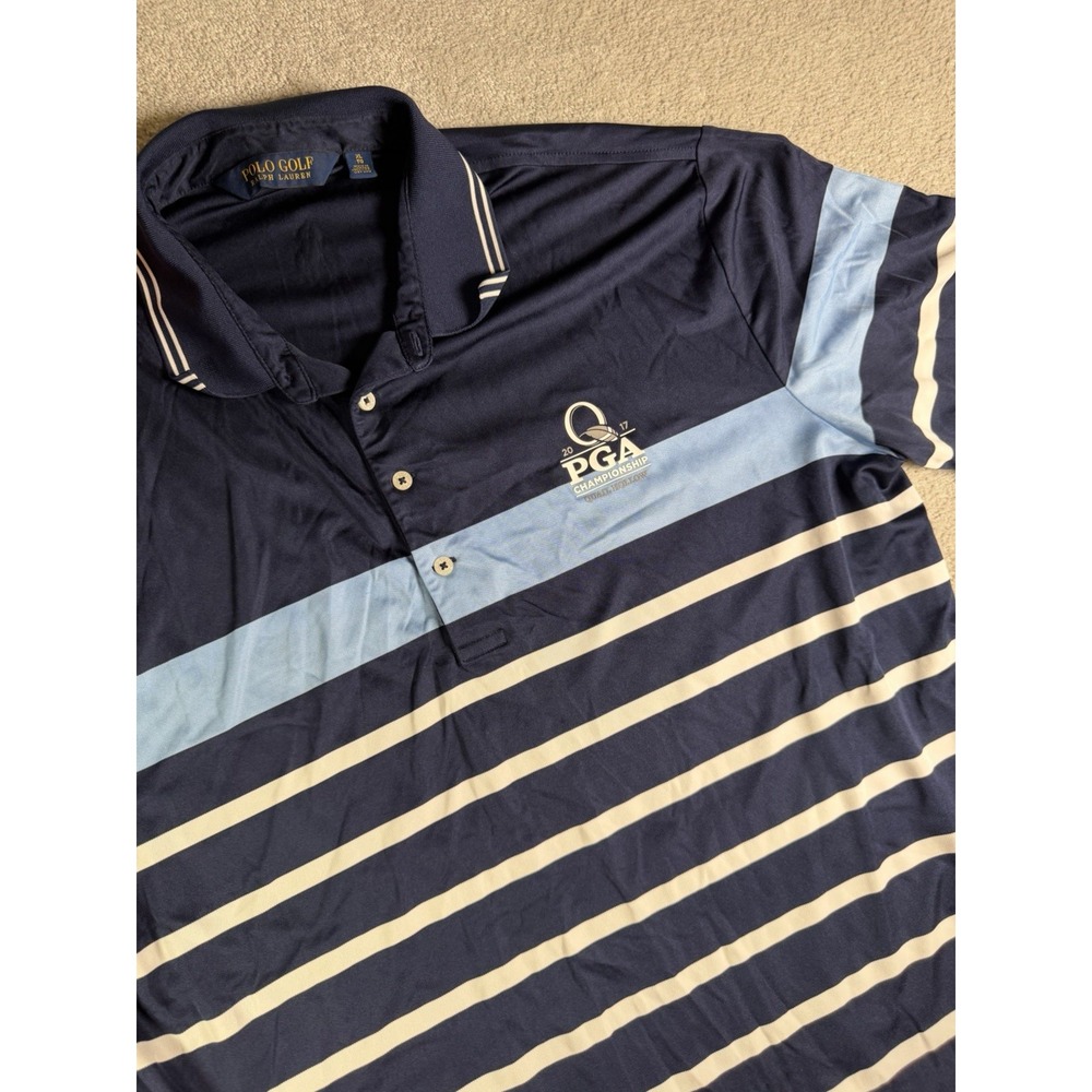 Polo Golf Ralph Lauren Mens XL 2017 PGA Championship Striped Polo Shirt Big Pony